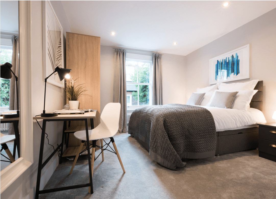 cozy bedroom with working space
